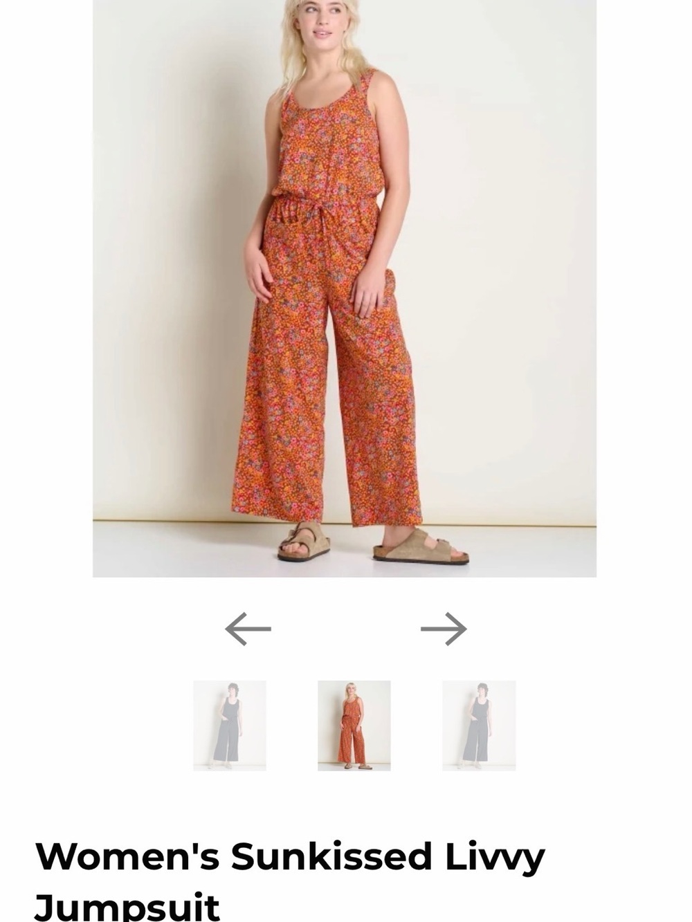 Toad&Co Orange Floral Wide-Leg Jumpsuit